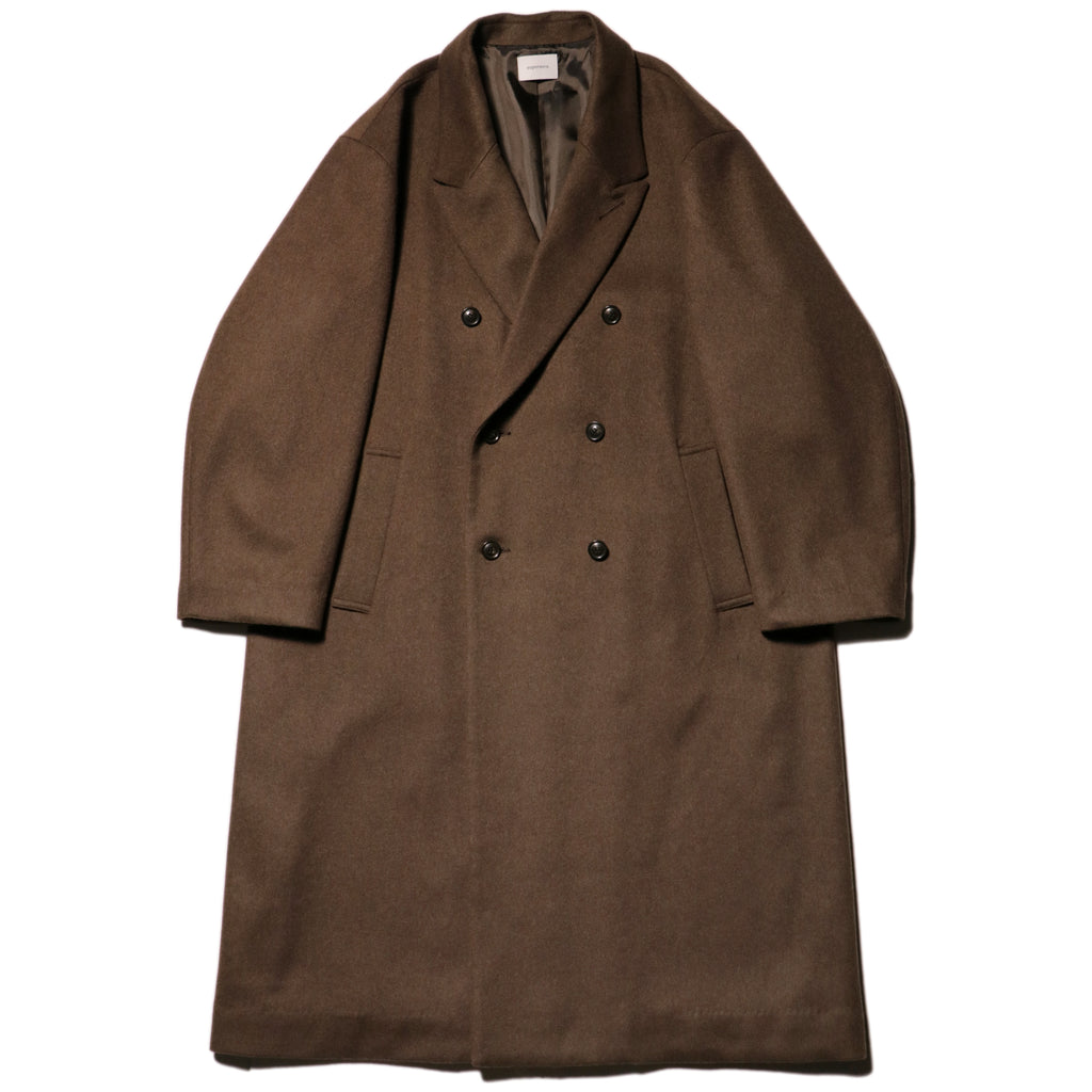 10月中発送予定 superNova. Melton Double-Breasted Peak Lapel Overcoat / Brown