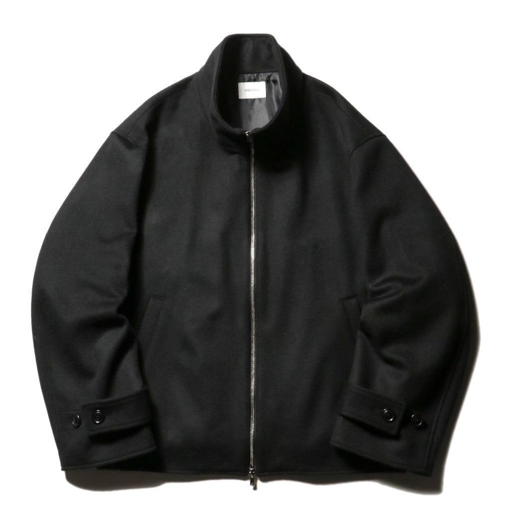 10月中発送予定 superNova. Melton Stand Collar Zip Jacket / Black