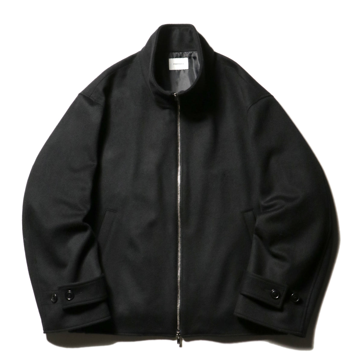 10月中発送予定 superNova. Melton Stand Collar Zip Jacket / Black