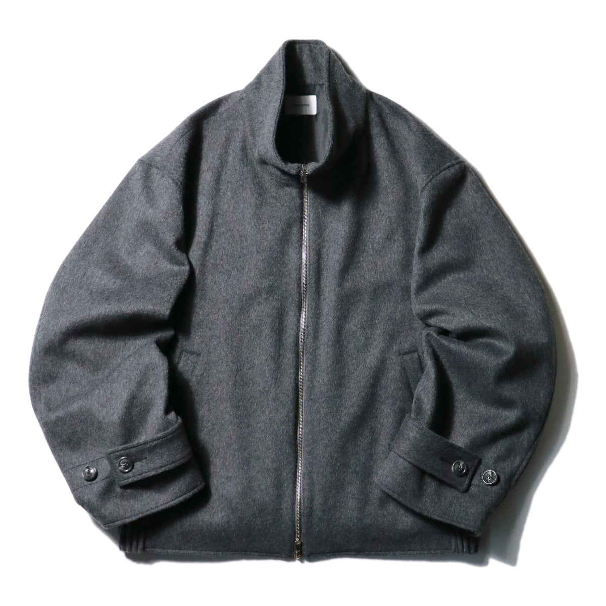 10月中発送予定 superNova. Melton Stand Collar Zip Jacket / Charcoal