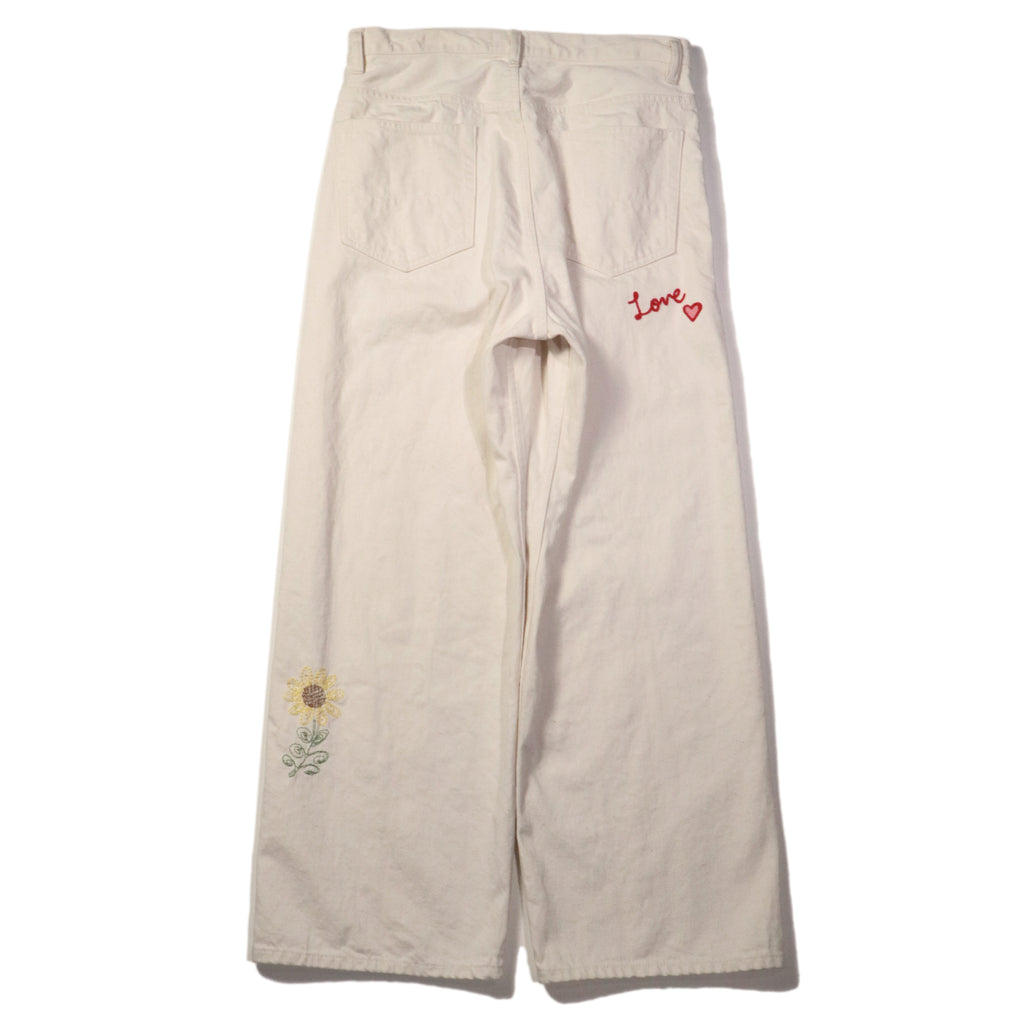superNova. Embroidered wide selvedge jeans / Natural