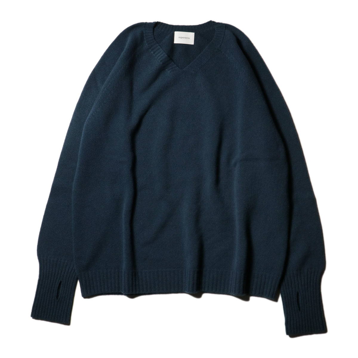 10月中発送予定 superNova. Whole Garment V-Neck – Super Fine Merino / Navy