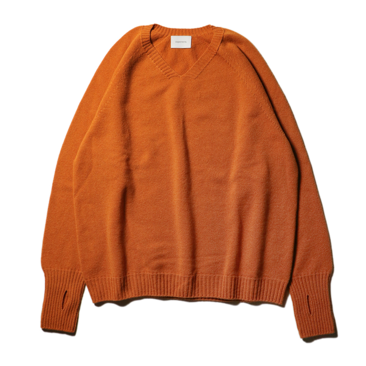 10月中発送予定 superNova. Whole Garment V-Neck – Super Fine Merino / Orange