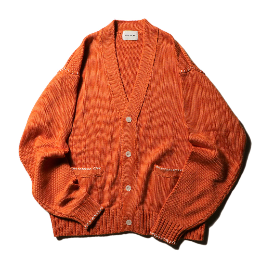 encode HAND-STITCHED KNIT CARDIGAN / Carrot