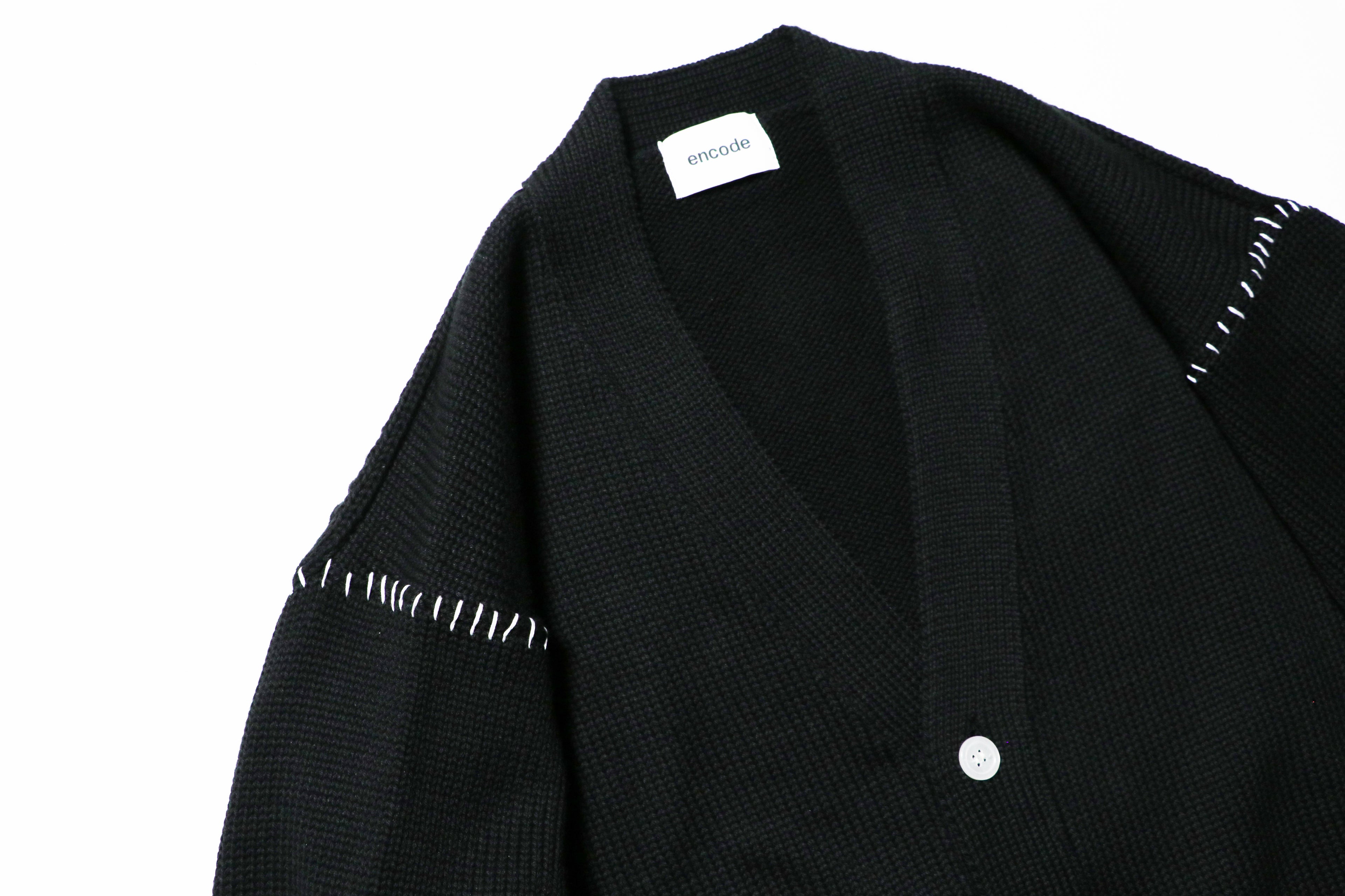 encode HAND-STITCHED KNIT CARDIGAN / Black