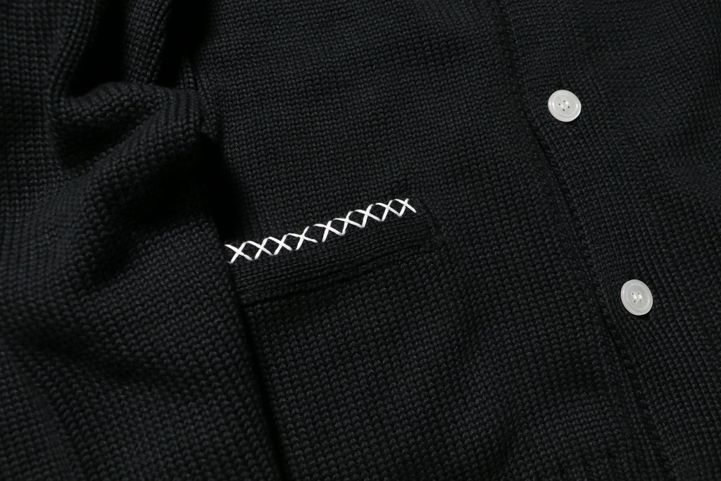 encode HAND-STITCHED KNIT CARDIGAN / Black