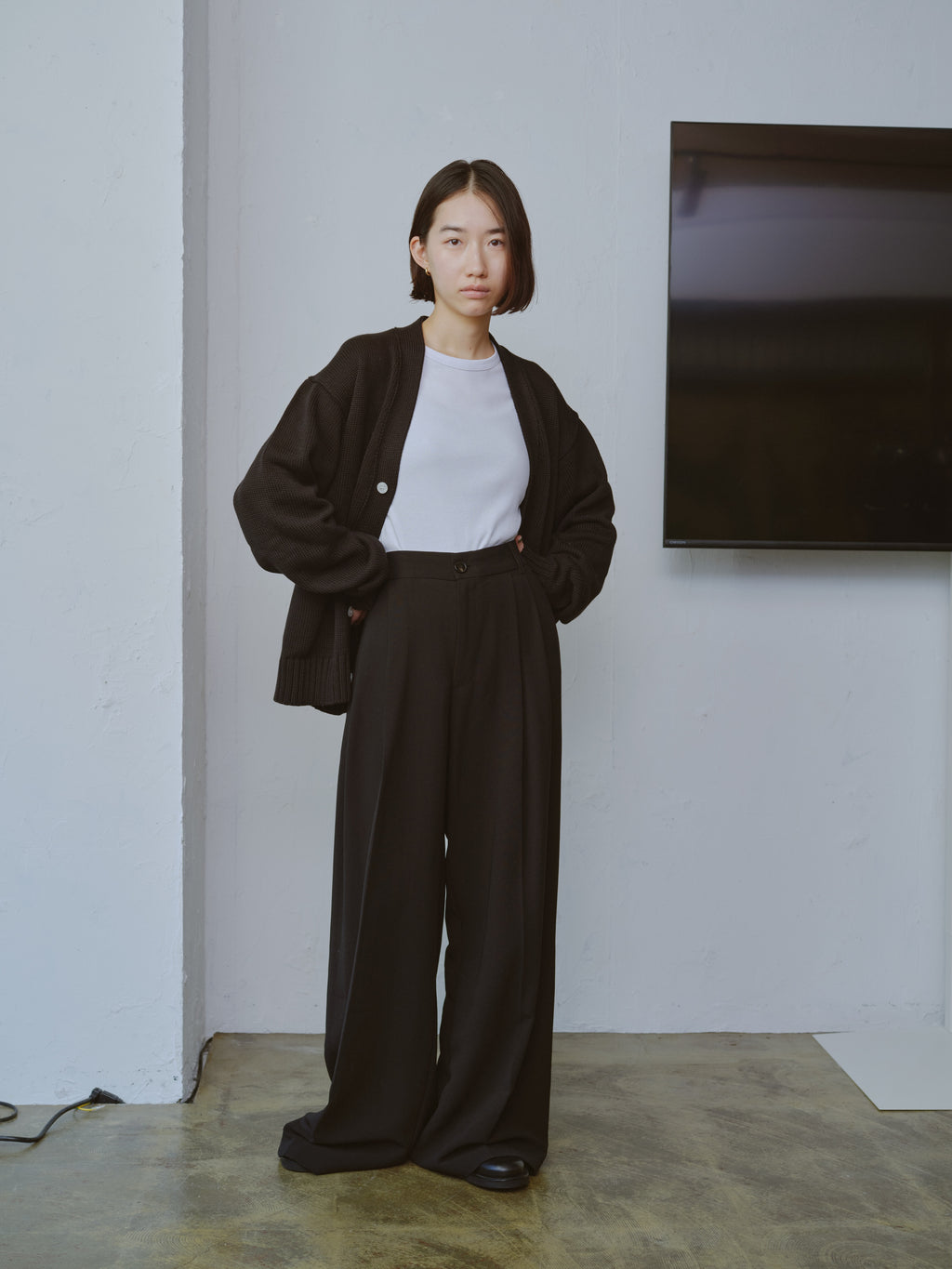 encode Improved knit cardigan / Black